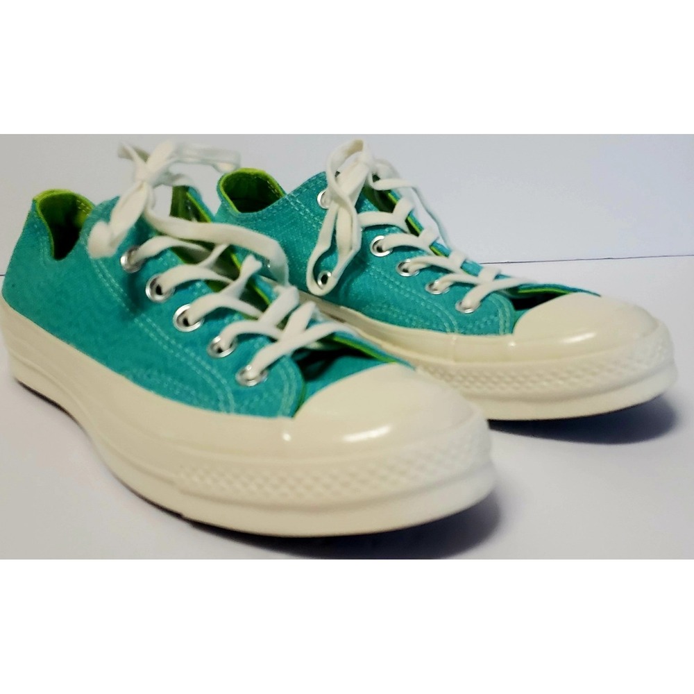 Converse Chuck Taylor Sneakers 7 Neon Nights NWOT Turquoise/Lime Low Shaft 2021 - Picture 6 of 16